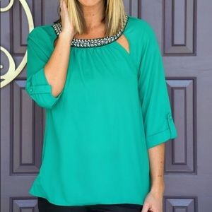 Stitch fix skies are blue raley embellished top